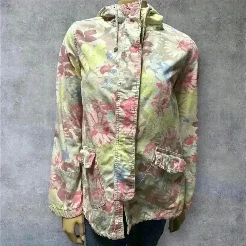 Mossimo Supply co women’s long sleeve floral hoodie rain jacket SP